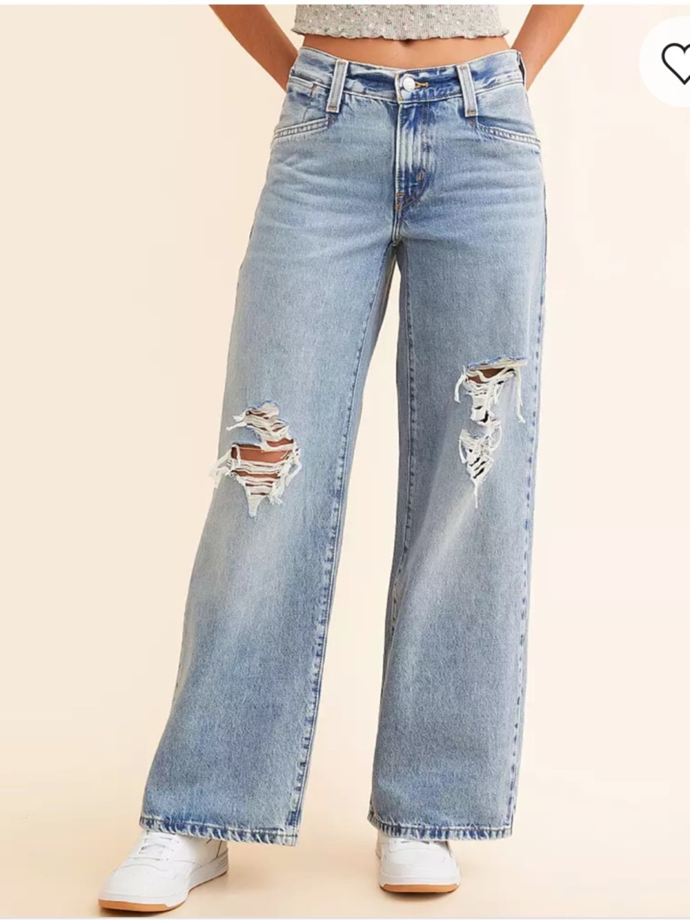Levi's Light Blue Distressed Wide Leg Jeans